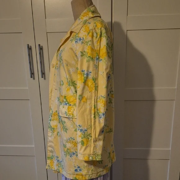 Andrea Viccaro Womens Sz Medium Floral Reversable Yellow Jacket - Picture 4 of 8